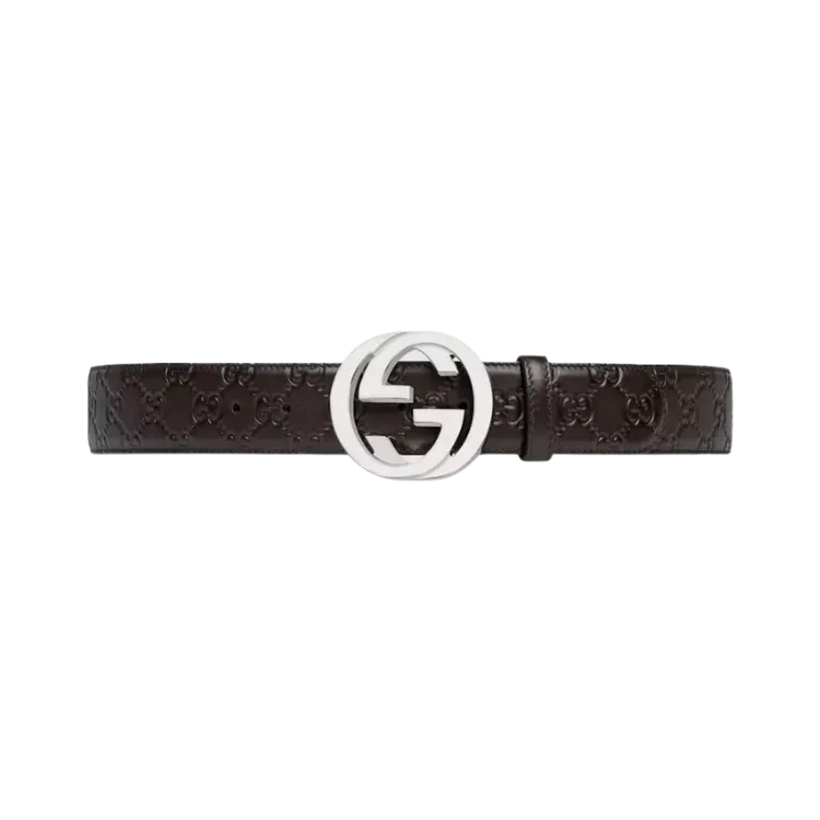 Cinto Gucci Monogram Signature Leather Brown