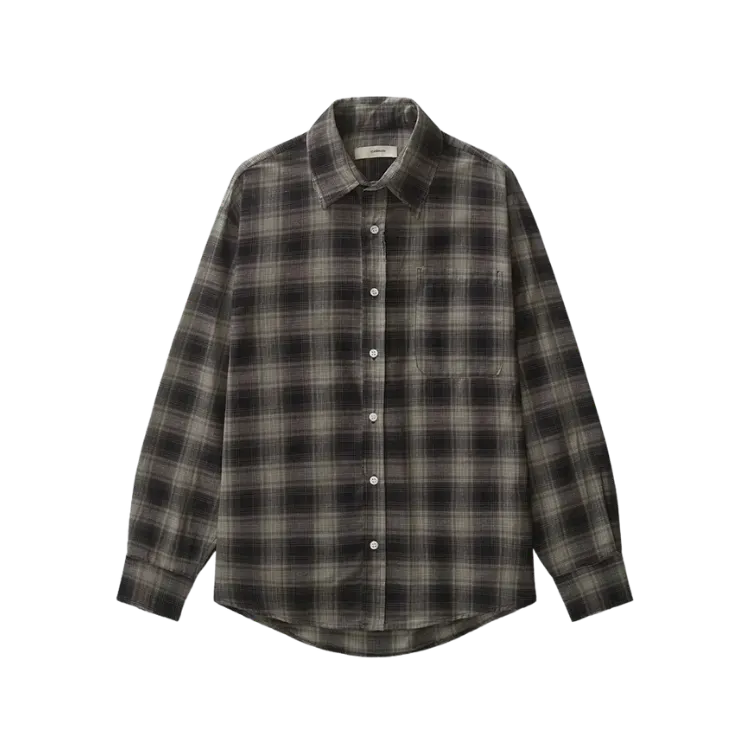 Camisa Carnan Plaid Distressed Off-White Gray