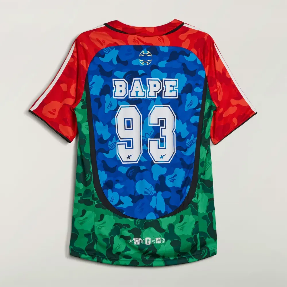 BAPE x adidas Camiseta Teamgeist H Blue Red Green - Droper
