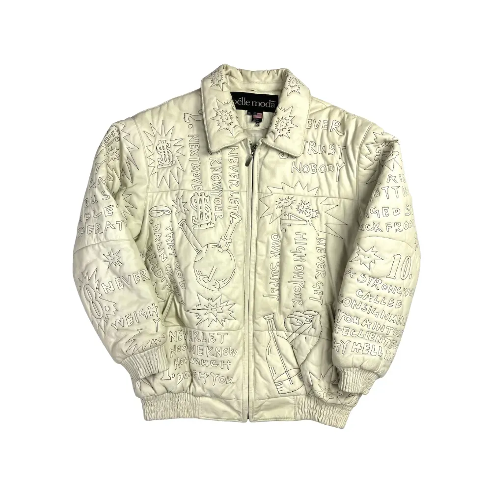 Jaqueta Pelle Pelle Heavy Leather Hip-Hop GrailsTen Crack Beige