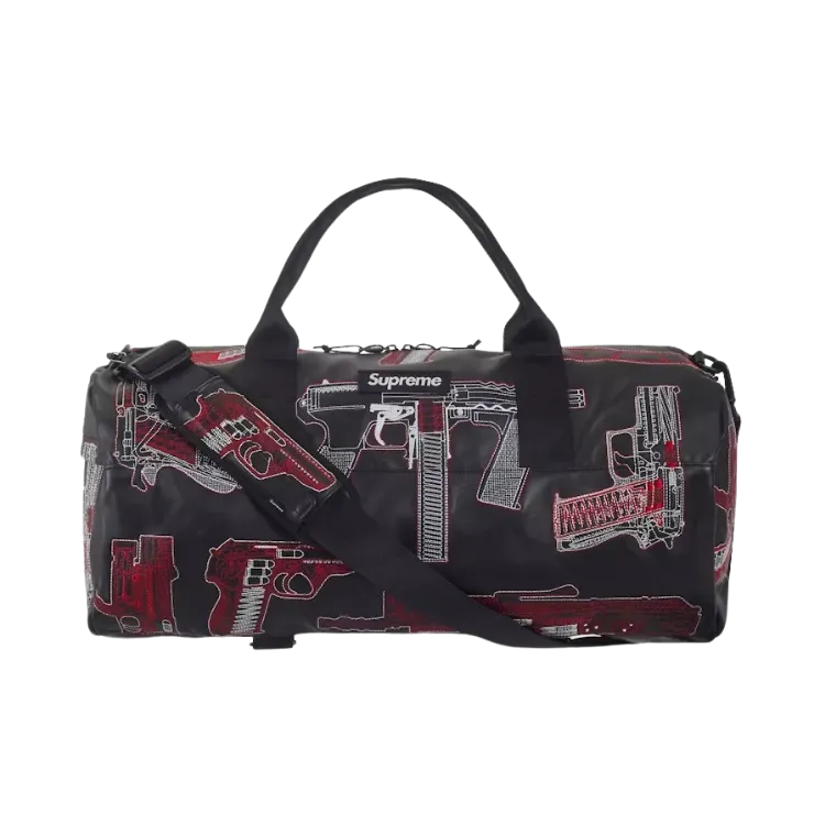 Bolsa Supreme Guns Embroidered Leather Duffle Black SS26-W19 - Droper