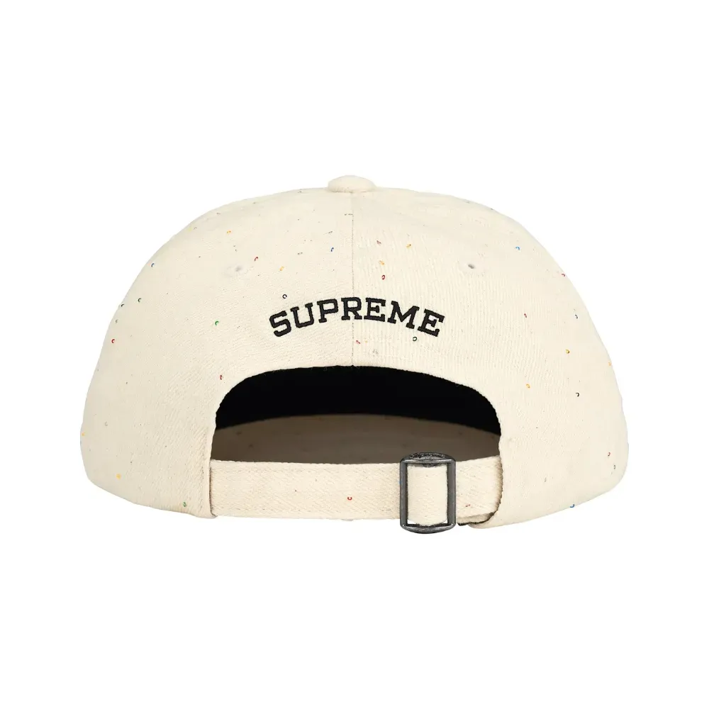 Boné Supreme Sequin Denim Classic Logo 6-Panel Natural SS26-W19