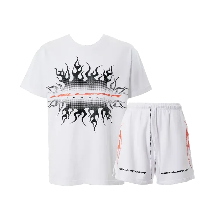Conjunto Hellstar Camiseta e Short Gradient Flame White