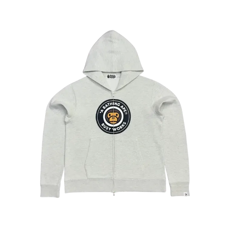 Moletom BAPE Baby Milo Busy Works Zip-Up Grey
