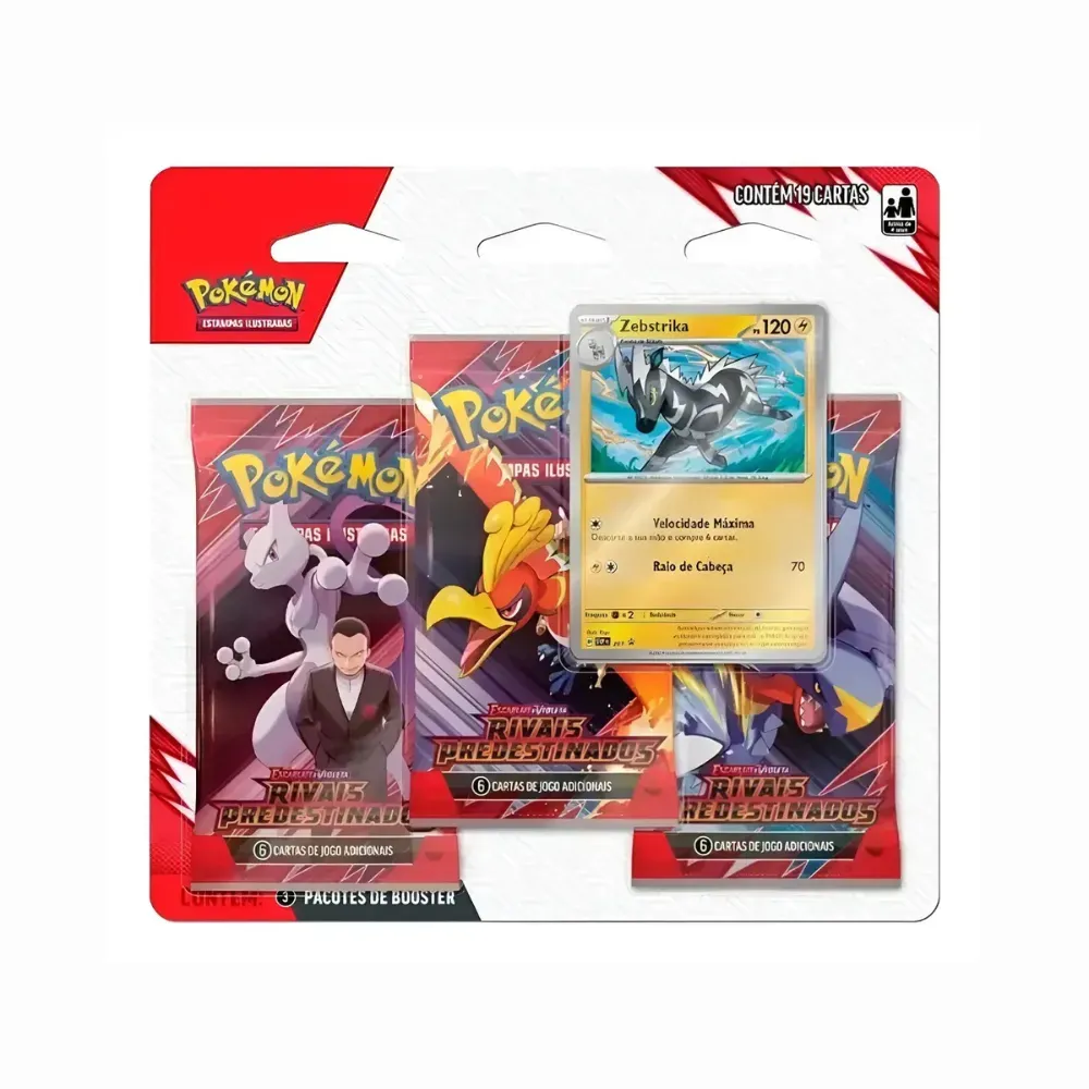 Blister Triplo EV10 Rivais Predestinado (Zebstrika) Pokémon TCG PT