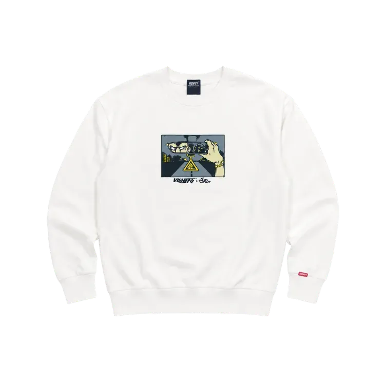 Shu x VISHFI Moletom Crewneck Pião Noturno Bon Vivant Off White