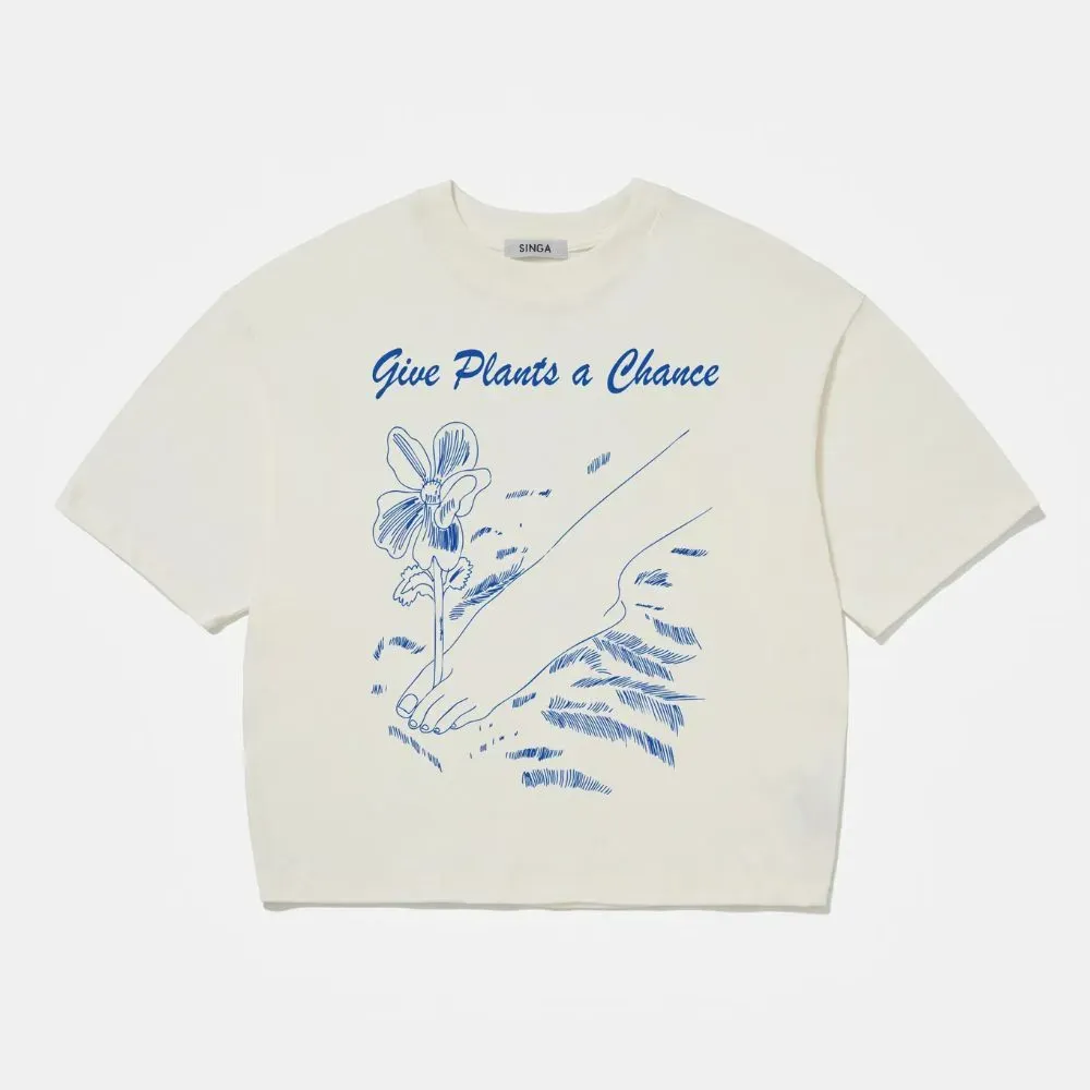 Camiseta Singa Boxy Over Plants A Chance Off White - Droper