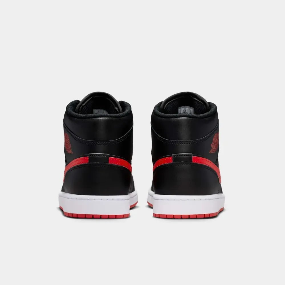 Air Jordan 1 Mid Black White University Red - Droper