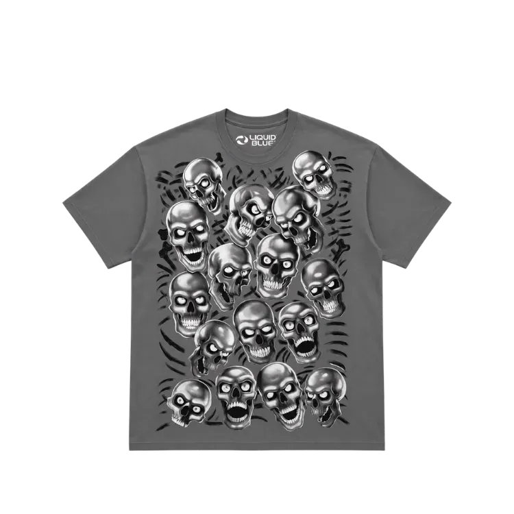 Camiseta Liquid Blue Skull Pile Grey