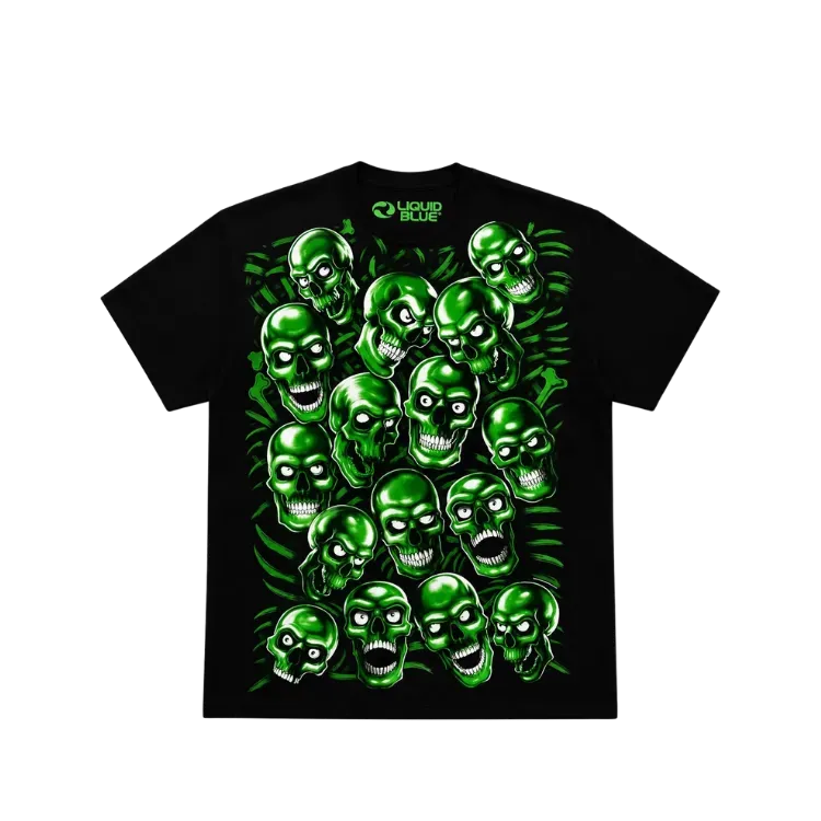 Camiseta Liquid Blue Skull Pile Green