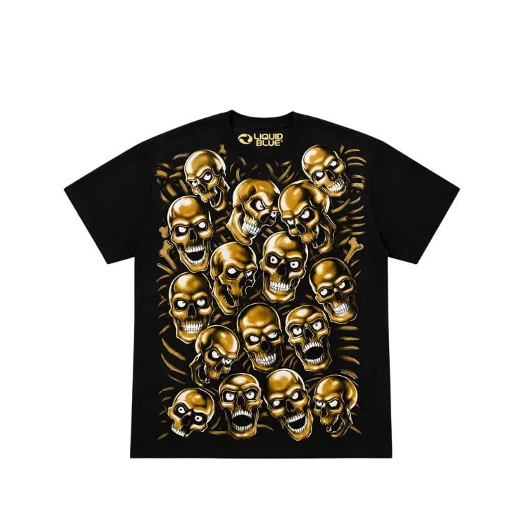 Camiseta Liquid Blue Skull Pile Yellow