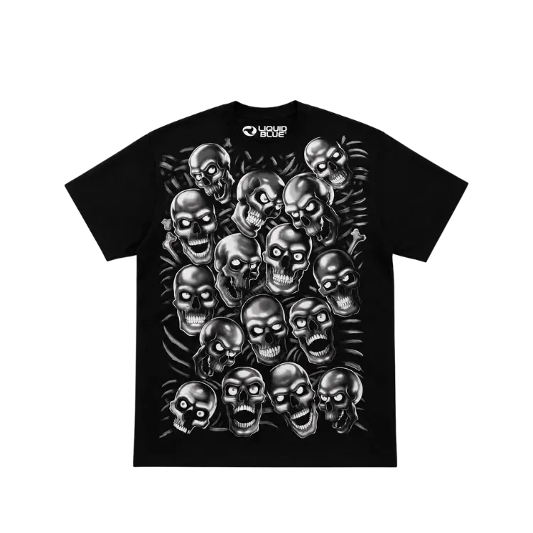 Camiseta Liquid Blue Skull Pile Silver