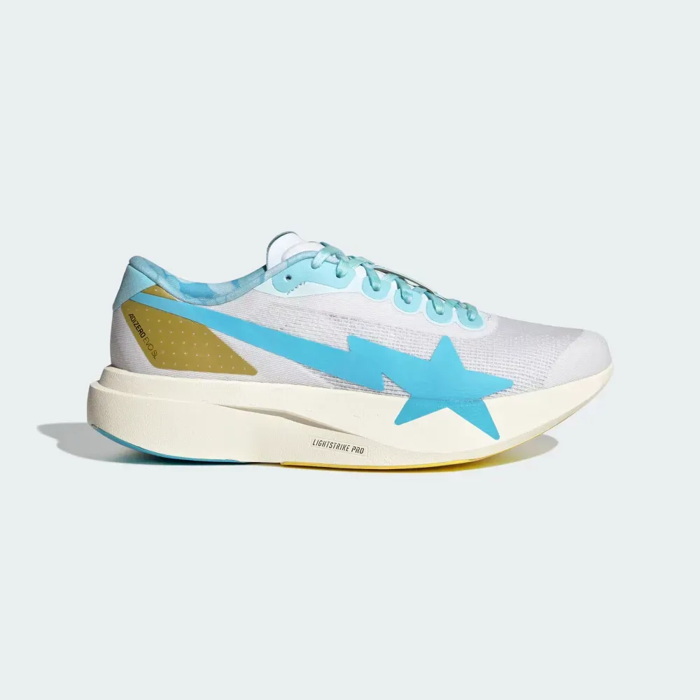 BAPE x adidas Adizero EVO SL Cloud White Gold Metallic Off White