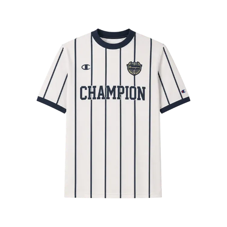Camiseta Champion Jersey Athletic Football Stripes Vintage White