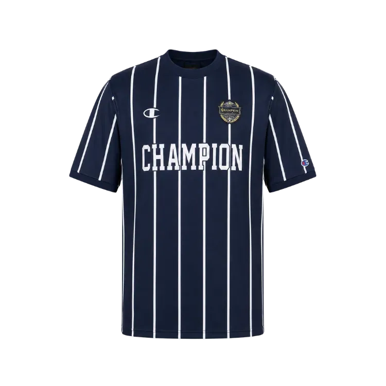 Camiseta Champion Jersey Athletic Football Stripes Vintage Navy