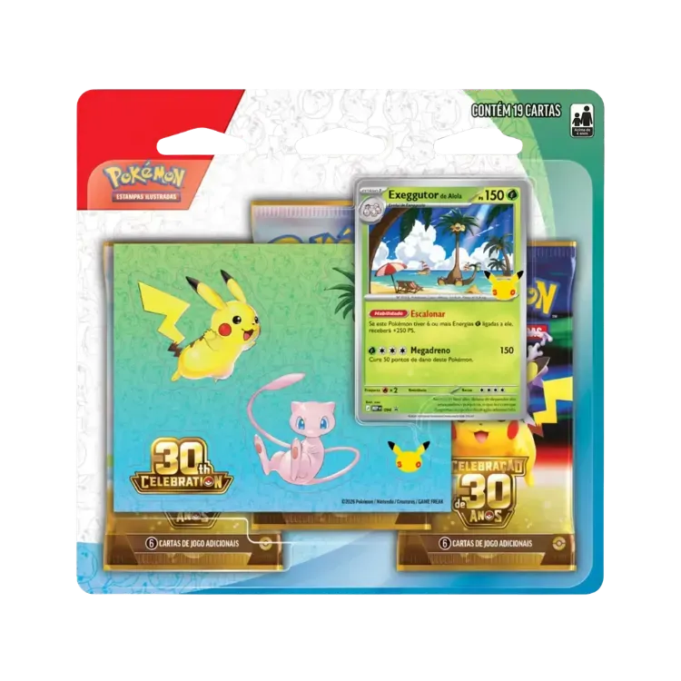 Blister Triplo Sticker Celebração de 30 Anos (Exeggutor) Pokémon TCG PT-BR