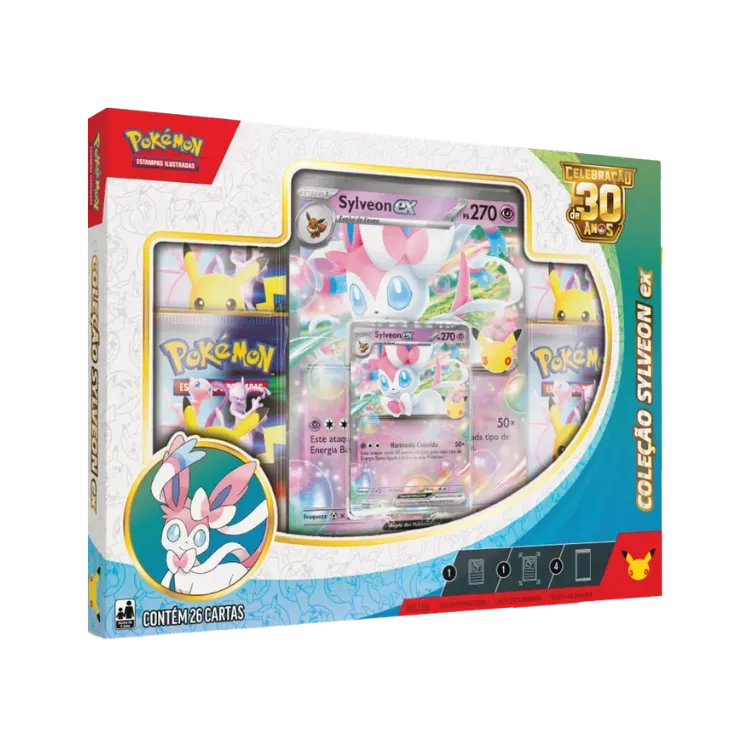 Box Coleção Celebração de 30 Anos (Sylveon ex) Pokémon TCG PT-BR