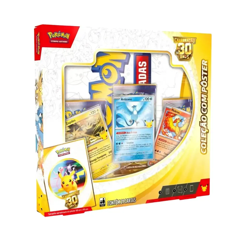 Box Coleção Pôster Celebração de 30 Anos Pokémon TCG PT-BR - Droper