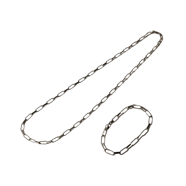 Conjunto Corrente e Pulseira Casa Cinza Brasil Squad Set