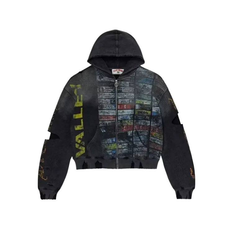 Moletom Vale Lives Forever Glitch Waffle Thermal Zip Up Black