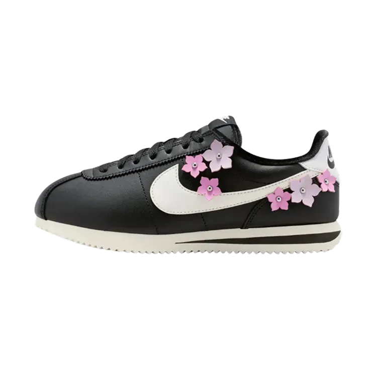Nike Cortez Leather Florette Black Pink Rise Faded Lilac Sail