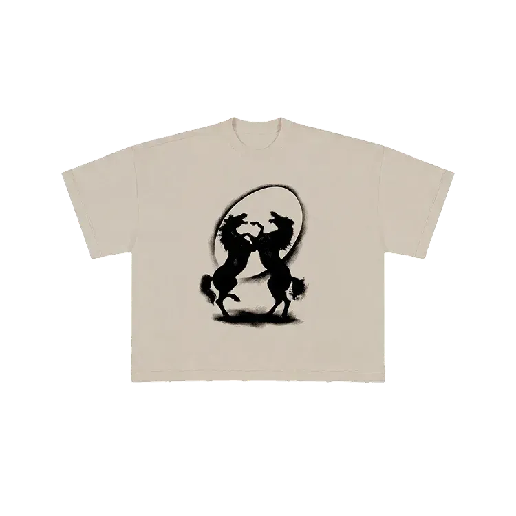 Camiseta Egho Studios BLK Horses Boxy Cream