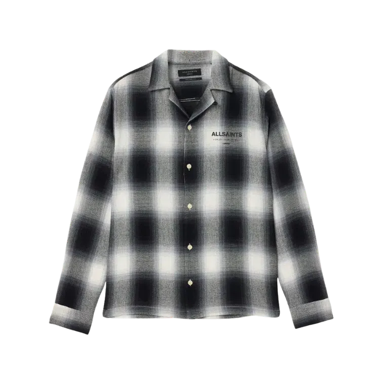 Camisa AllSaints Underfade Checked Long Sleeve Whisper Grey