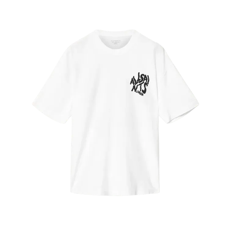 Camiseta AllSaints Orlando Logo Print Oversized Ashen White
