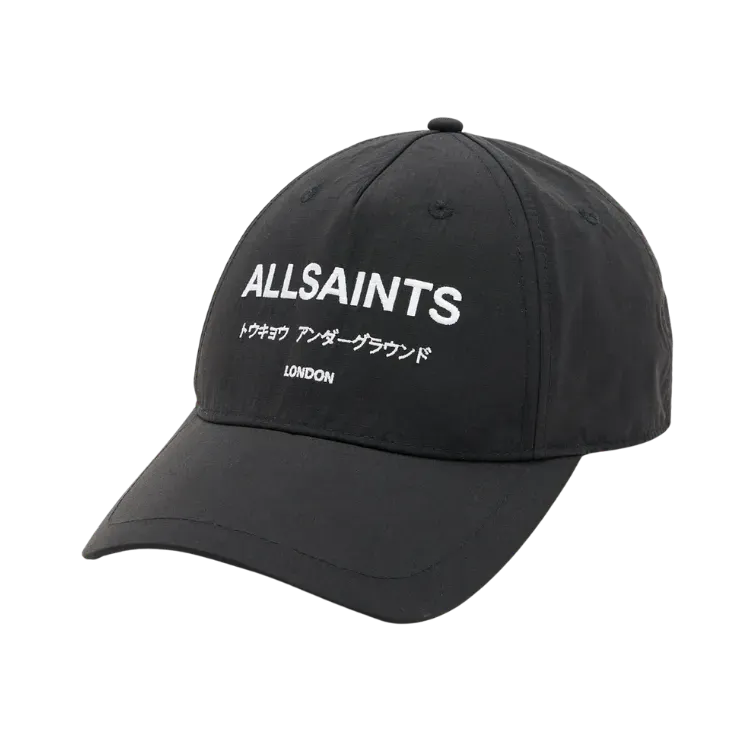 Boné AllSaints Underground Nylon Logo Baseball Black