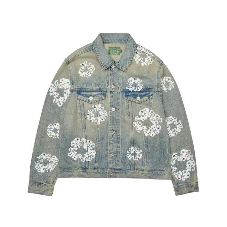 Jaqueta Denim Tears Studded Cotton Wreath Denim Dirty Wash