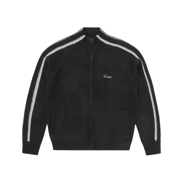 Jaqueta Corteiz Multi Stripe Knit Zip Up Black