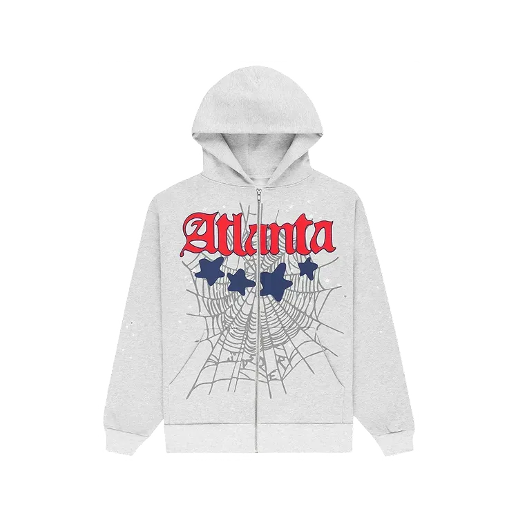 Moletom Sp5der Atlanta Full Zip Heather Grey - Droper
