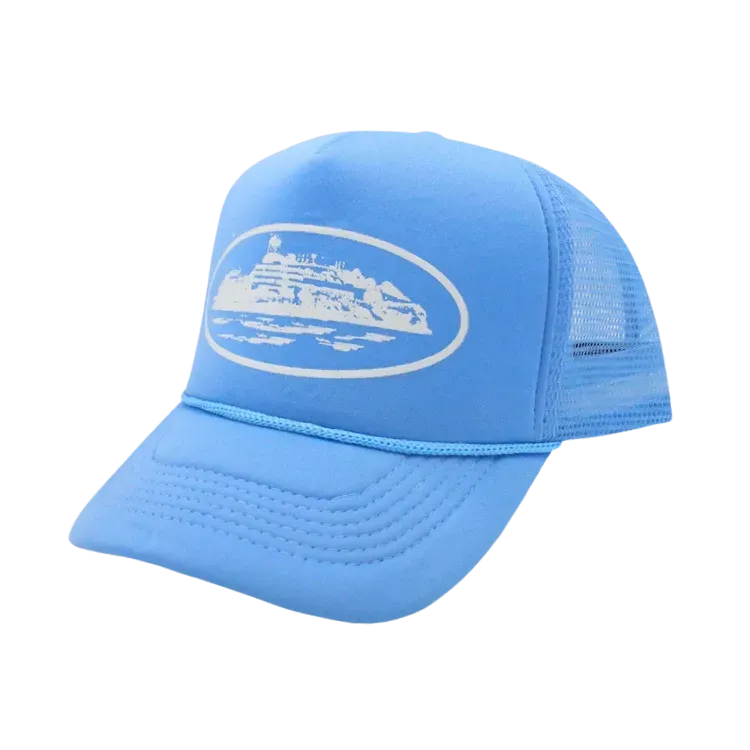 Boné Corteiz Alcatraz Trucker OG Island Logo Baby Blue