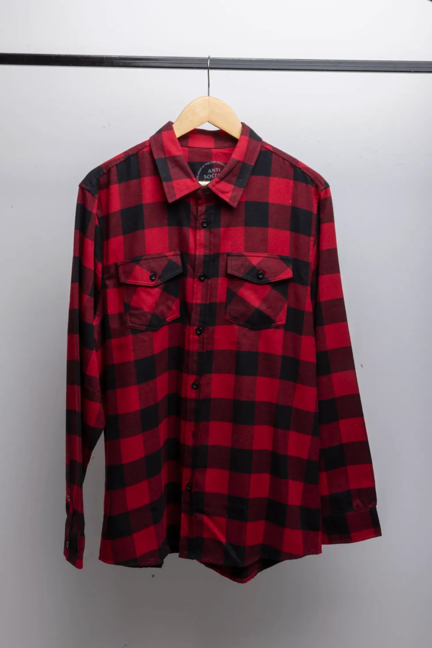 Camisa Anti Social Social Club No Expectations Flannel Black/Red