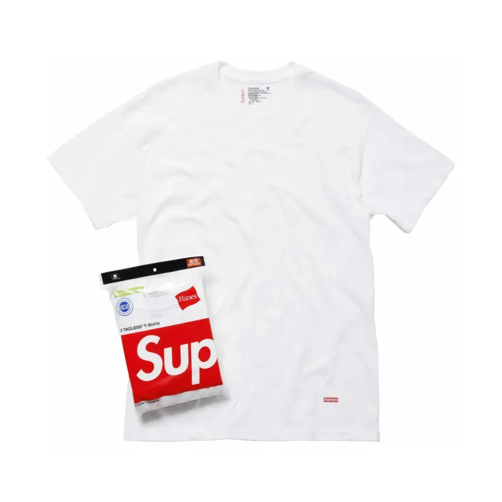 Hanes x Supreme Camiseta Tagless White (3 Pack) FW26-W1 - Droper
