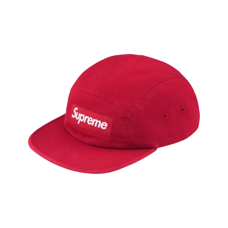 新品 Supreme Washed Chino Twill Camp Cap Boné Supreme Washed Chino Twill Camp Red FW26-W1 - Droper