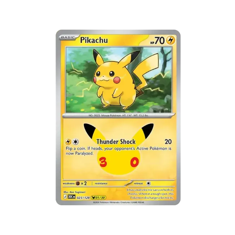 Pikachu (23/128) Celebração de 30 Anos Pokémon TCG