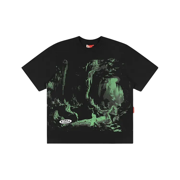 Camiseta Mad Enlatados Cavernas Neandertal Preto