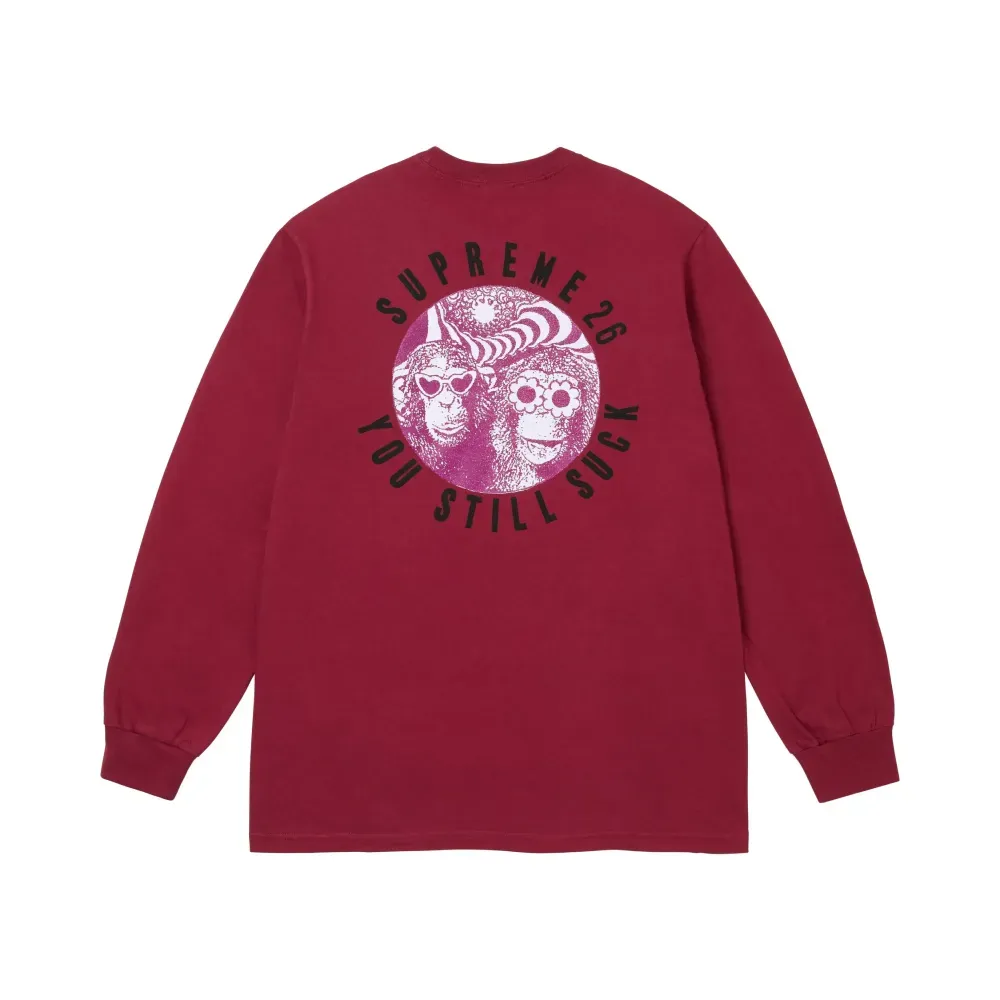 Camiseta Supreme You Still Suck Long Sleeve Cardinal FW26-W1 - Droper