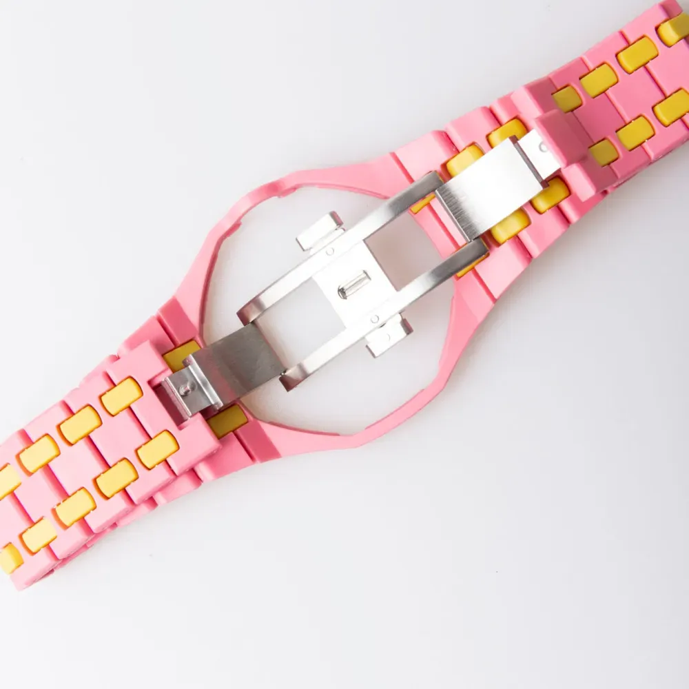 Audemars Piguet x Swatch Pulseira Relógio Pink Yellow - Droper
