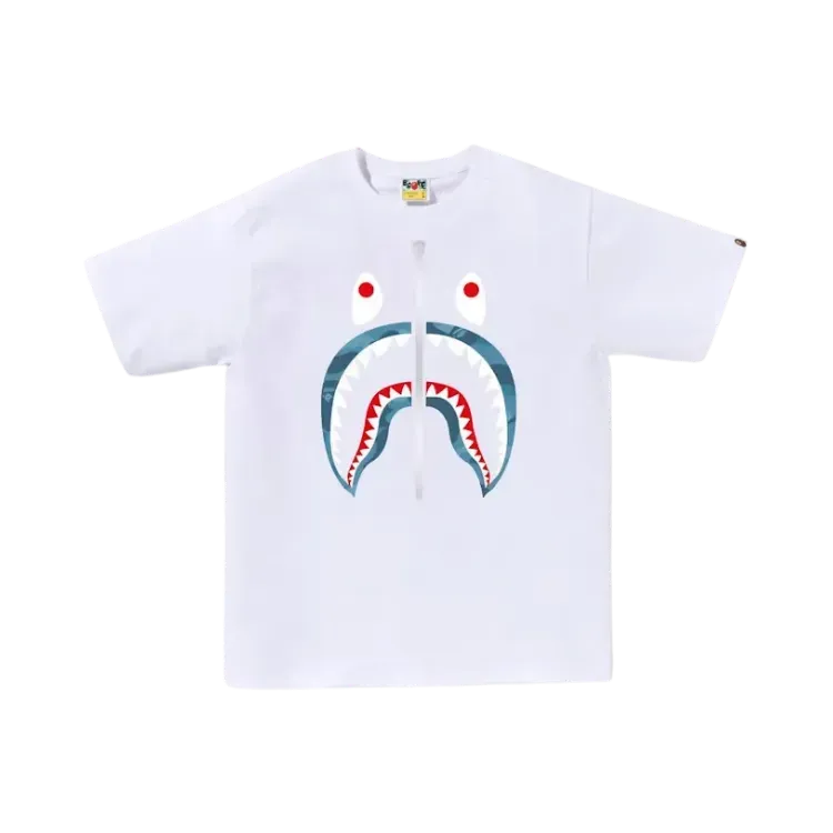 Camiseta Bape Honeycomb Camo Shark White Blue