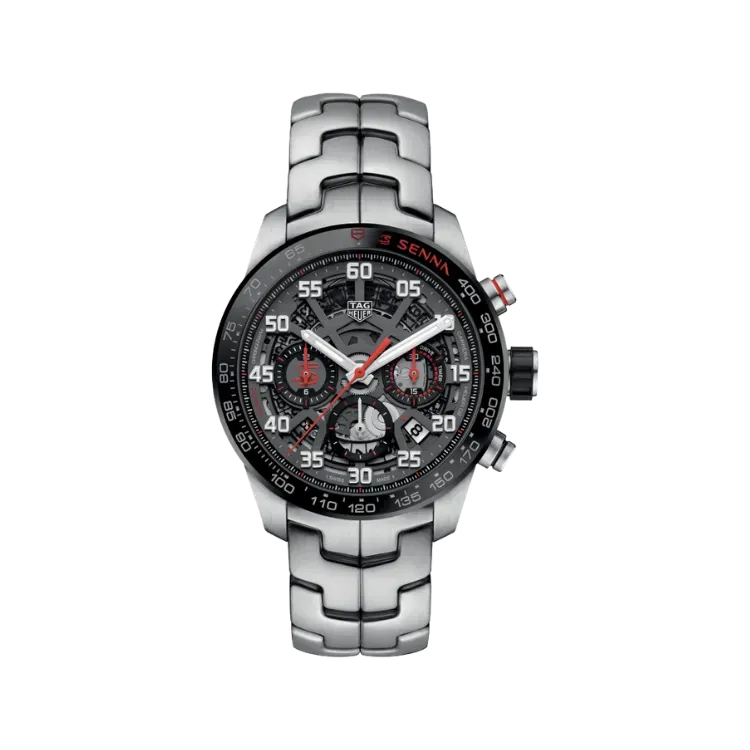 Ayrton Senna x Tag Heuer Relógio Carrera Calibre Heuer 02 Black 43mm