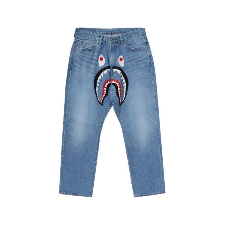 Calça BAPE Shark Loose Fit Denim Indigo