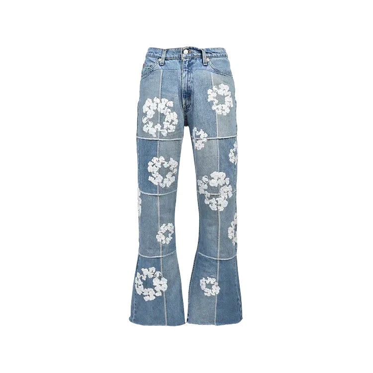 READYMADE x Denim Tears Calça Cotton Wreath Denim Blue