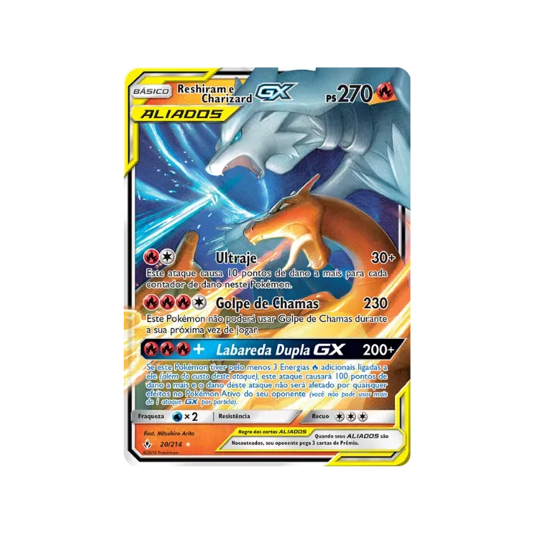 Reshiram e Charizard-GX (20/214) Elos Inquebráveis Pokémon TCG