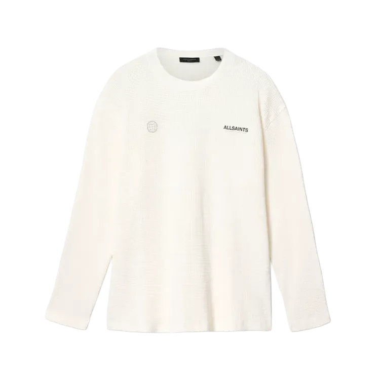 Camiseta AllSaints Emblem Oversized Long Sleeve Cottage White