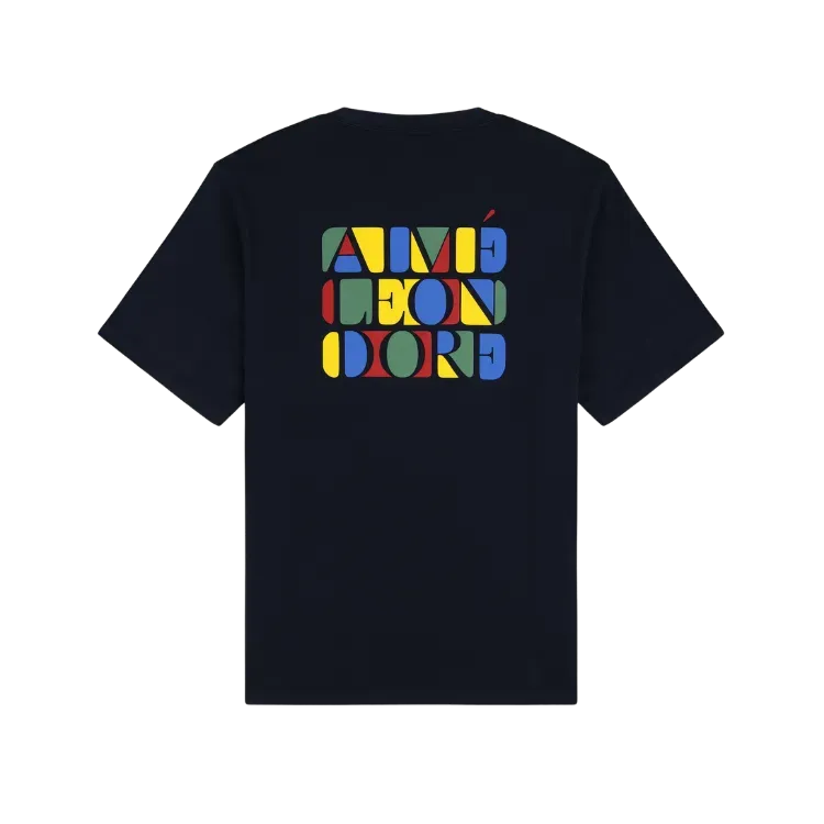 Camiseta Aimé Leon Dore Stacked Logo Navy Blazer