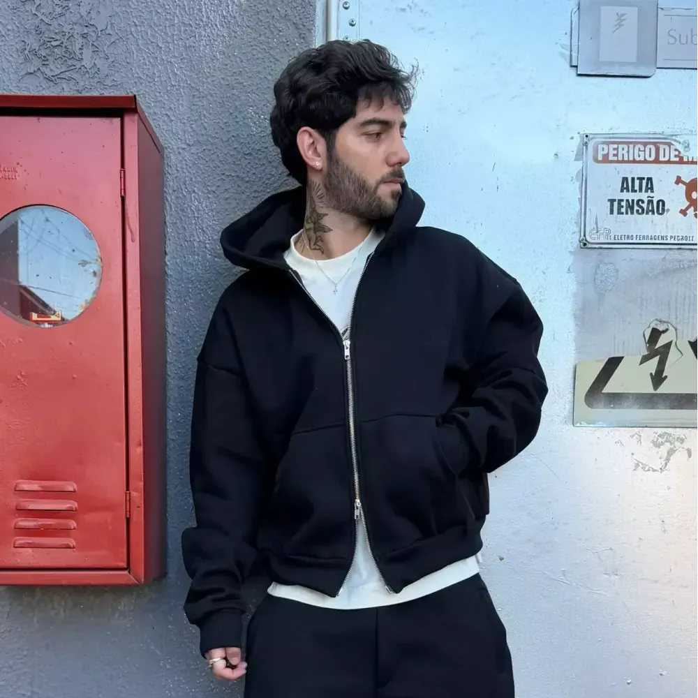 Moletom Fati Studios Perfect Double Zip Hoodie Black foto 1