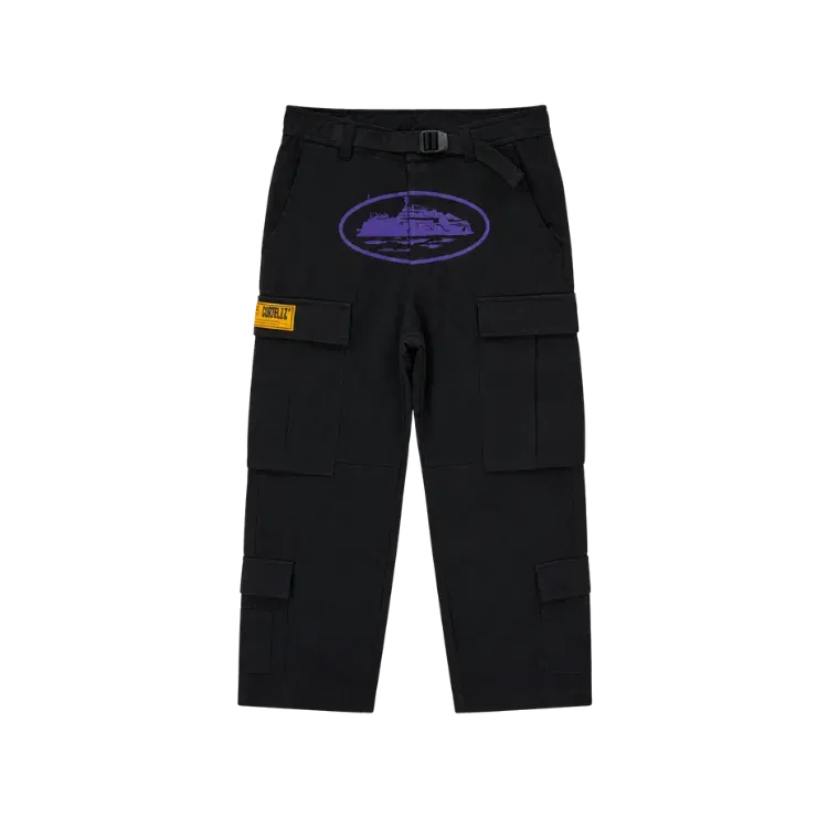 Calça Corteiz Cargo Guerrilaz Black Purple
