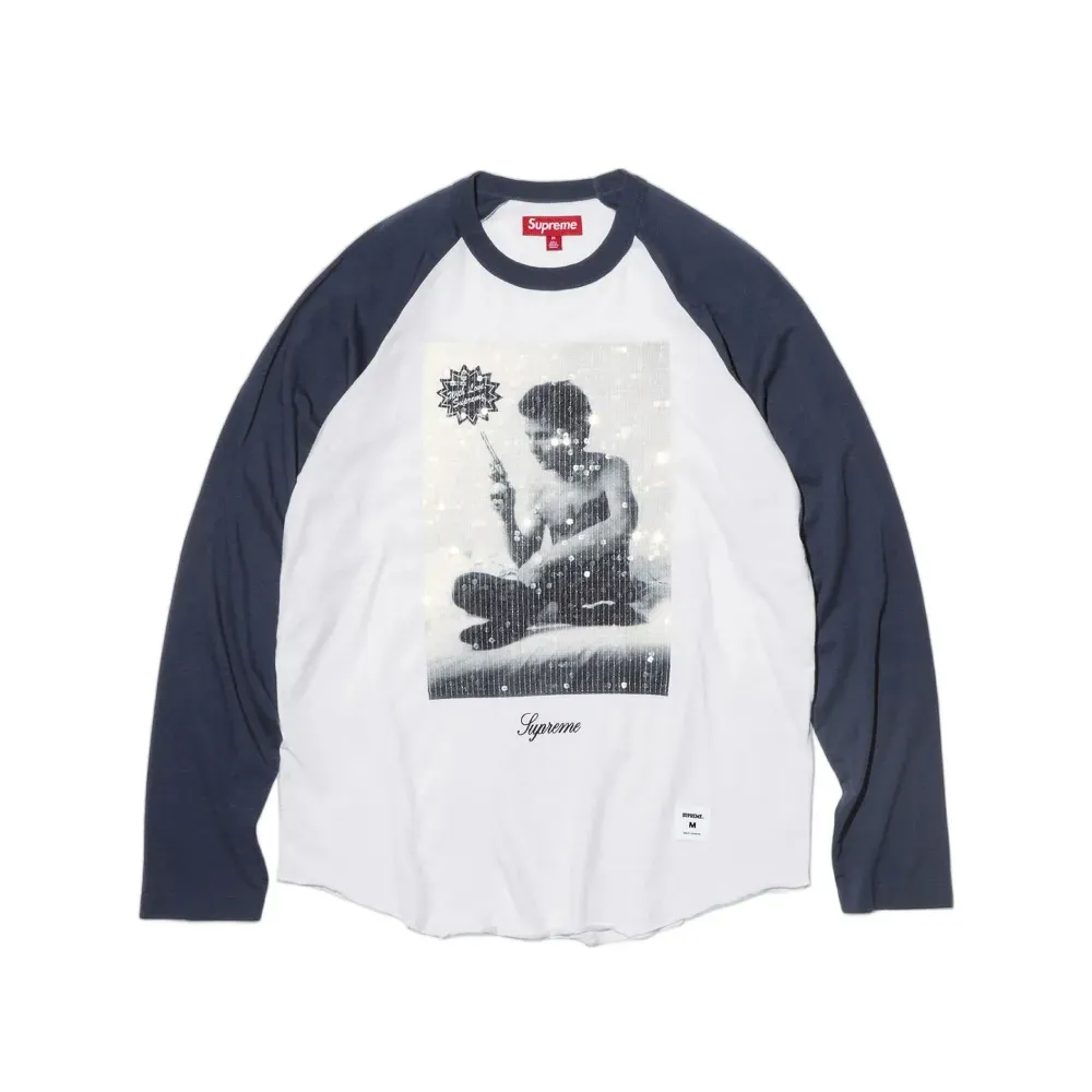 Larry Clark x Supreme Camiseta Sequin Raglan L/S Top Navy FW26-W3